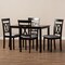 Baxton Studio Rosie Espresso Finished and Grey Upholstered 5-Piece Dining Set 149-8960-8026 - alternate 4